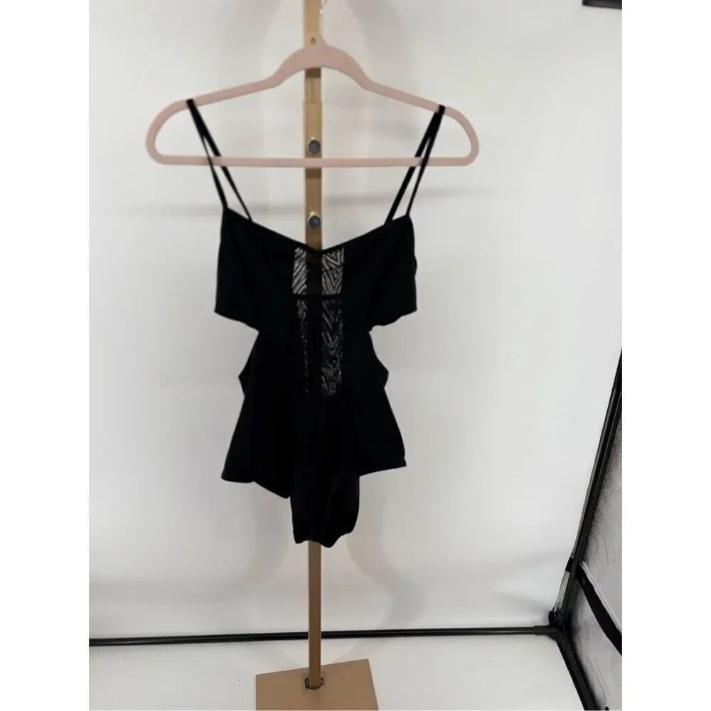 Victoria's Secret One-Piece Swimsuit Side Cutout Mesh Size Large Black